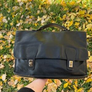 Margolm Black Leather unisex Bag vintage